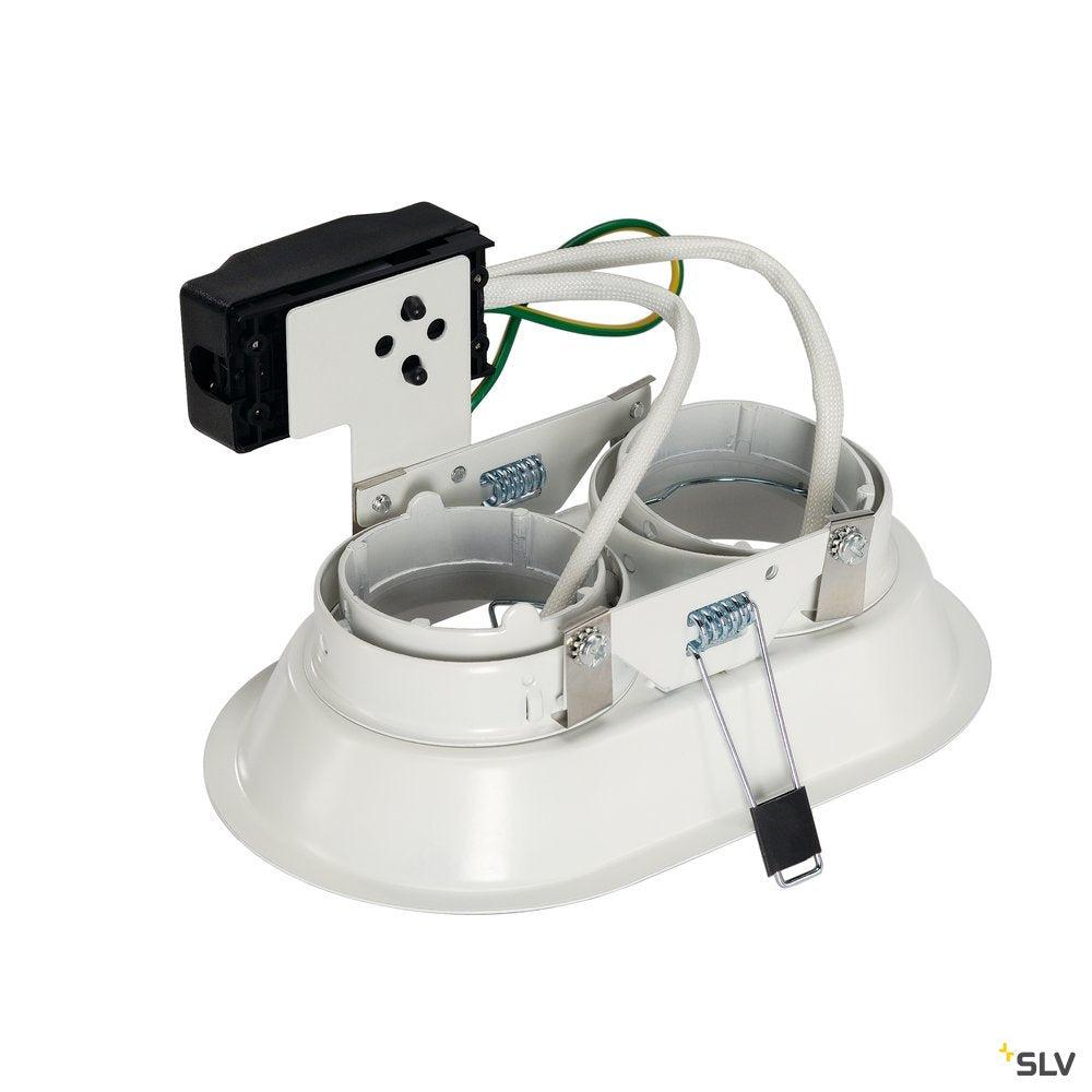 SLV HORN 2 TURNO GU10 Decken- einbauleuchte, oval, mattweiss max. 2x50W