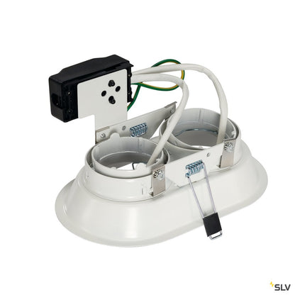 SLV HORN 2 TURNO GU10 Decken- einbauleuchte, oval, mattweiss max. 2x50W