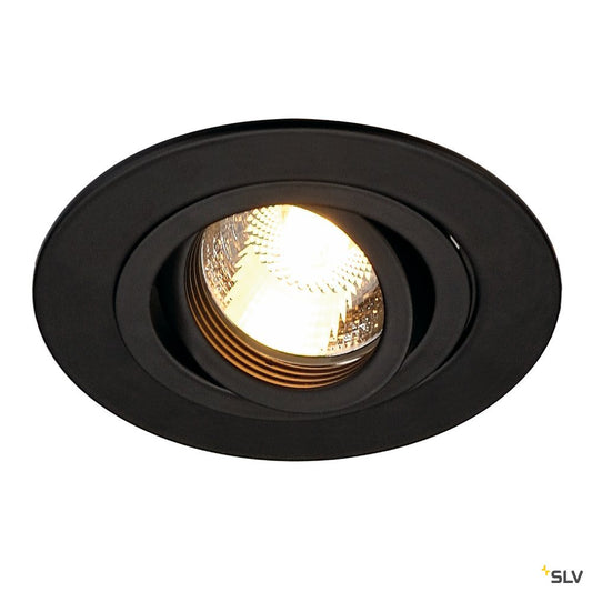 SLV NEW TRIA XL ROUND GU10 Downlight, mattschwarz, max. 50W, inkl. Clipfedern