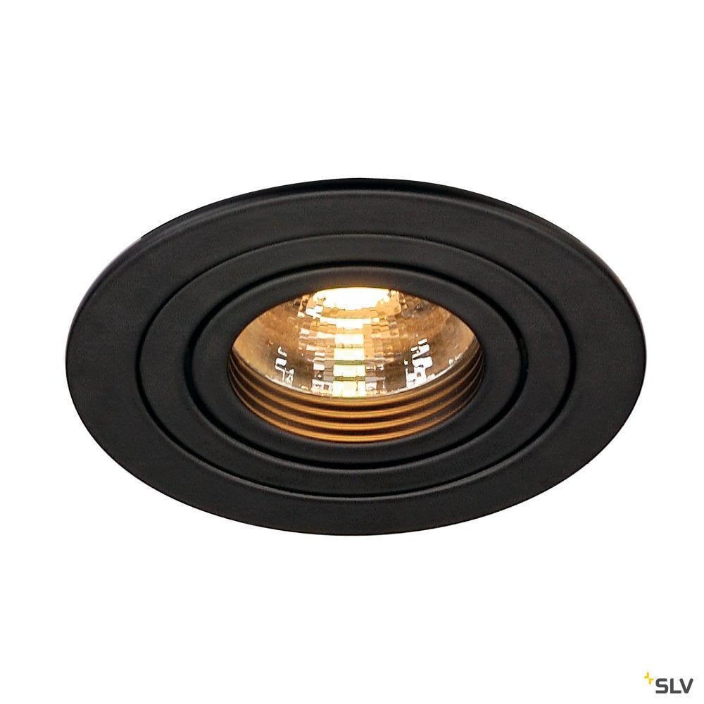 SLV NEW TRIA GU10 ROUND Downlight, mattschwarz, max. 50W, inkl. Clipfedern