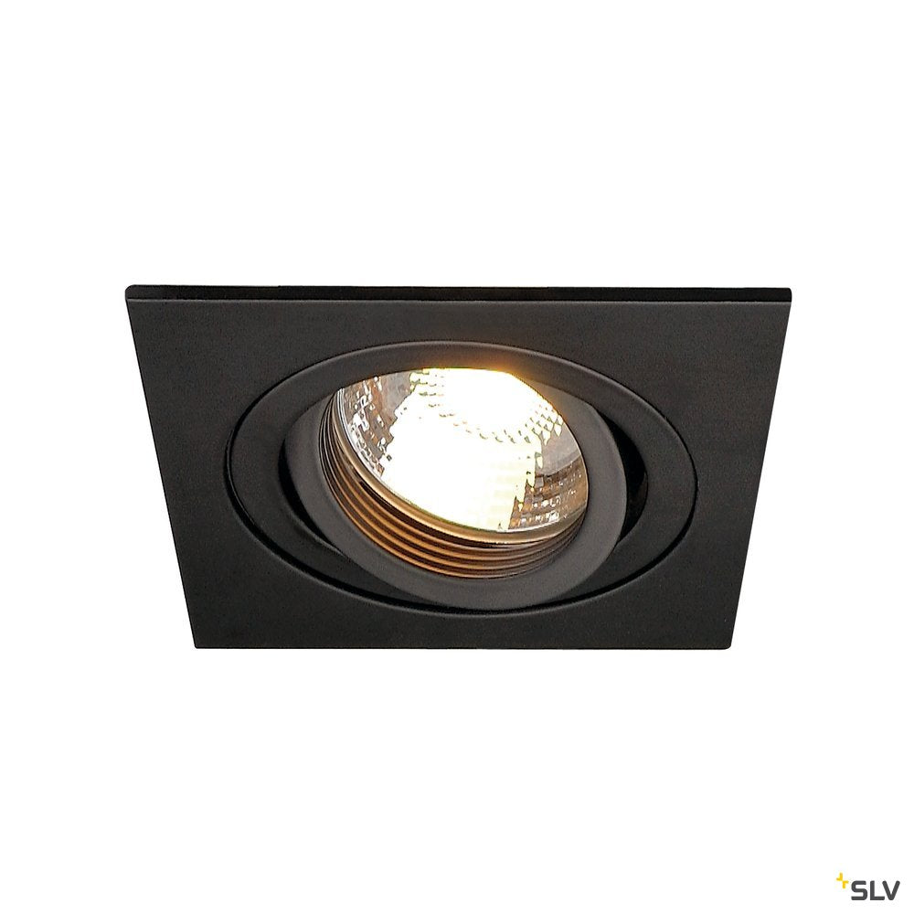 SLV NEW TRIA I GU10 Downlight, eckig, mattschwarz, max. 50W, inkl. Clipfedern