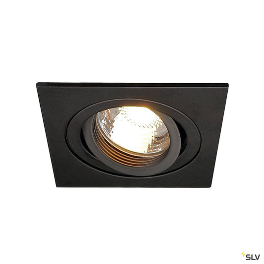 SLV NEW TRIA I GU10 Downlight, eckig, mattschwarz, max. 50W, inkl. Clipfedern