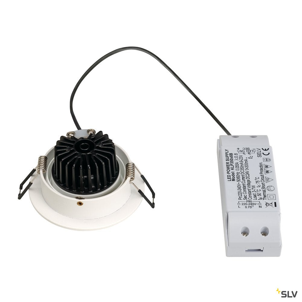 SLV NEW TRIA LED DL ROUND Set, Downlight, mattweiss, 6W, 38°, 2700K, inkl. Treiber, Clipfed.