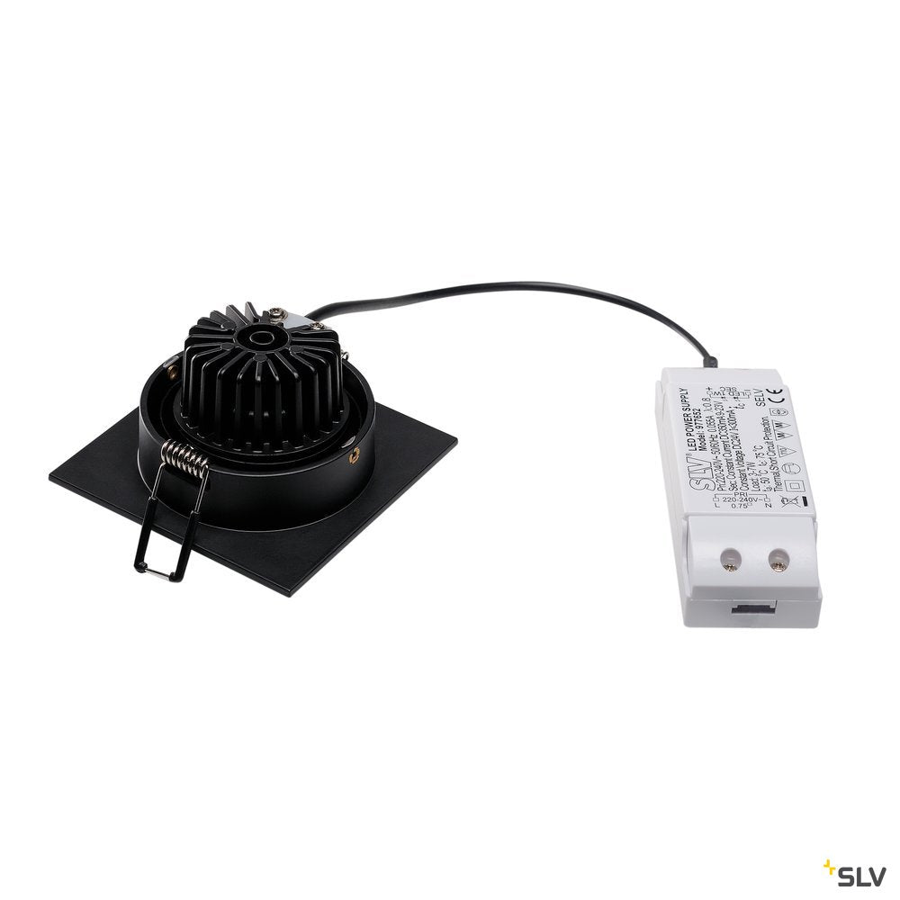 SLV NEW TRIA DL SQUARE Set Downlight, mattschwarz, 6W, 38°,2700K,inkl. Treiber,Clipf.