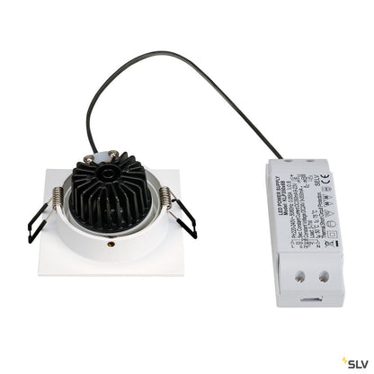 SLV NEW TRIA LED DL SQUARE Set, Downlight, mattweiss, 6W, 38°, 2700K, inkl. Treiber, Clipfed.