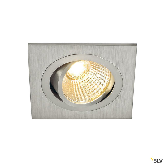 SLV NEW TRIA LED DL SQUARE Set, Downlight, alu-brushed,6W,38°, 2700K, inkl. Treiber, Clipfed.