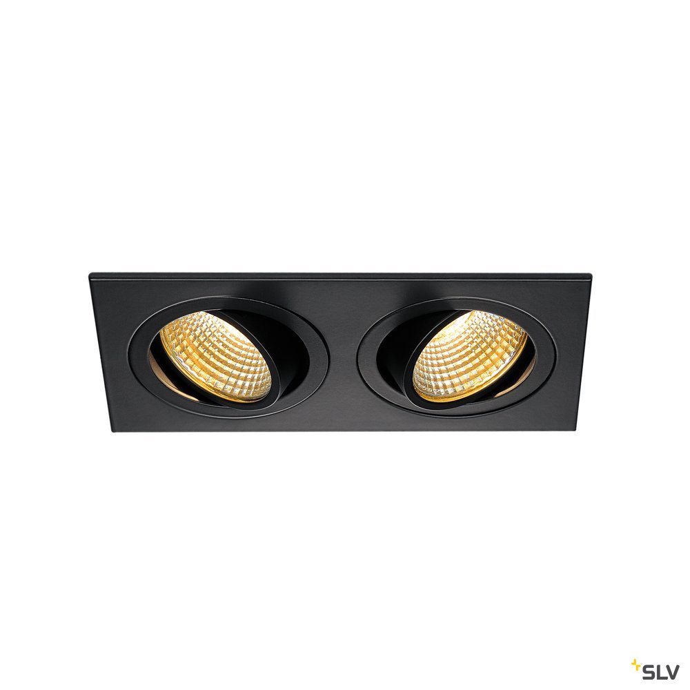 SLV NEW TRIA 2 DL SQUARE Set Downlight, mattschwarz, 2x6W, 38°,2700K,inkl. Treiber,Clipf.