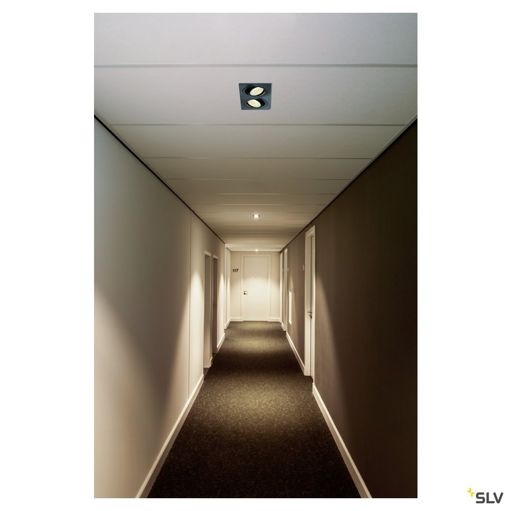 SLV NEW TRIA 2 DL SQUARE Set Downlight, mattschwarz, 2x6W, 38°,2700K,inkl. Treiber,Clipf.