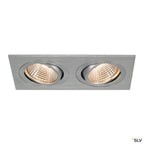 SLV NEW TRIA II LED DL SQUARE Set, alu-brushed, 2x6W, 38°, 2700K, inkl. Treiber, Clipfed.