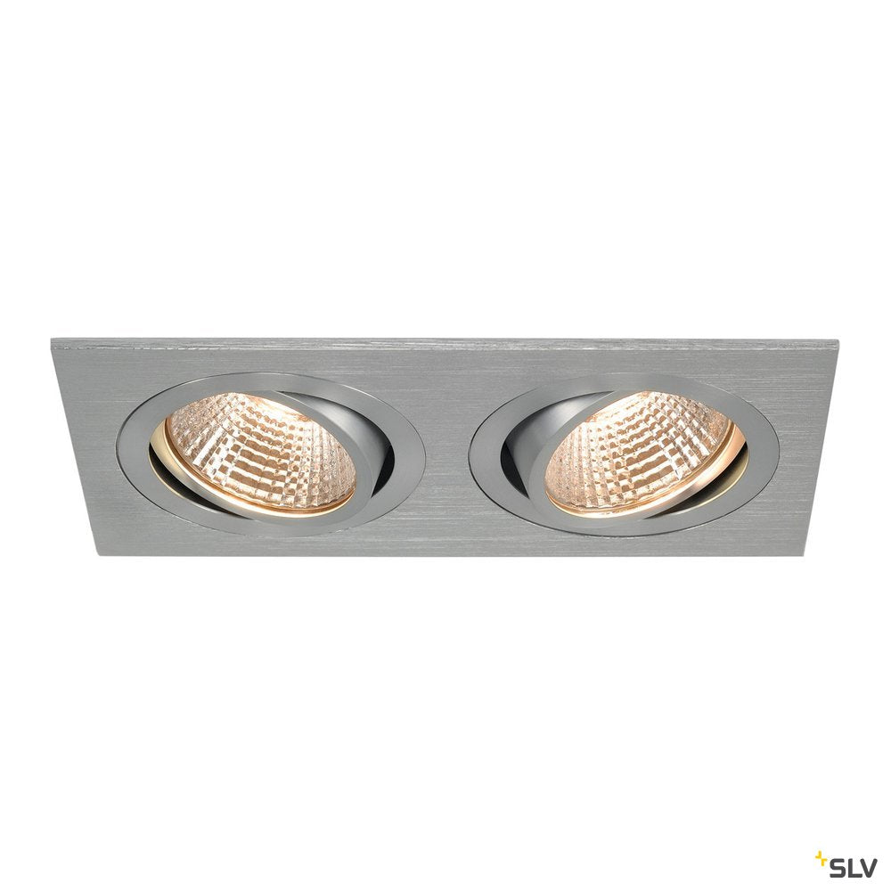 SLV NEW TRIA II LED DL SQUARE Set, alu-brushed, 2x6W, 38°, 2700K, inkl. Treiber, Clipfed.