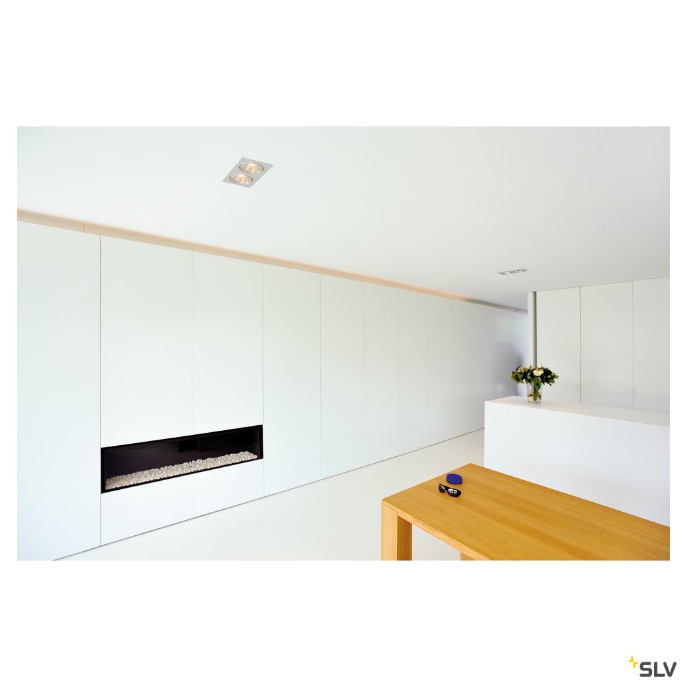SLV NEW TRIA II LED DL SQUARE Set, alu-brushed, 2x6W, 38°, 2700K, inkl. Treiber, Clipfed.
