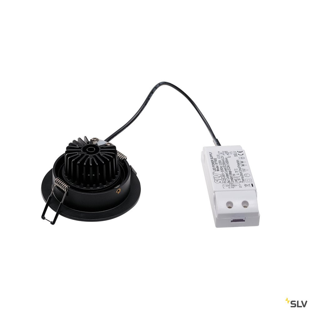 SLV NEW TRIA DL ROUND Set Downlight, mattschwarz, 6W, 38°,3000K,inkl. Treiber,Clipf.