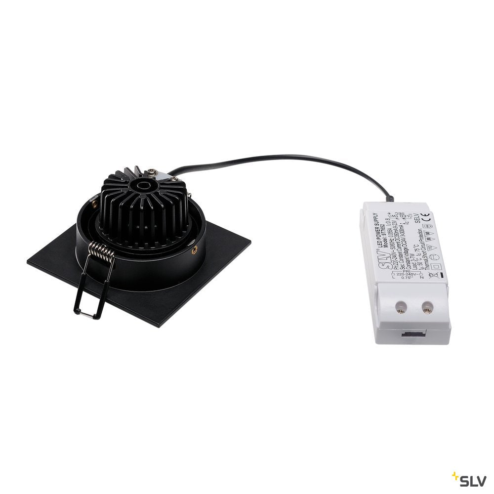 SLV NEW TRIA DL SQUARE Set Downlight, mattschwarz, 6W, 38°,3000K,inkl. Treiber,Clipf.