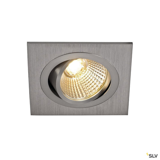 SLV NEW TRIA LED DL SQUARE Set, Downlight, alu-brushed,6W,38°, 3000K, inkl. Treiber, Clipfed.