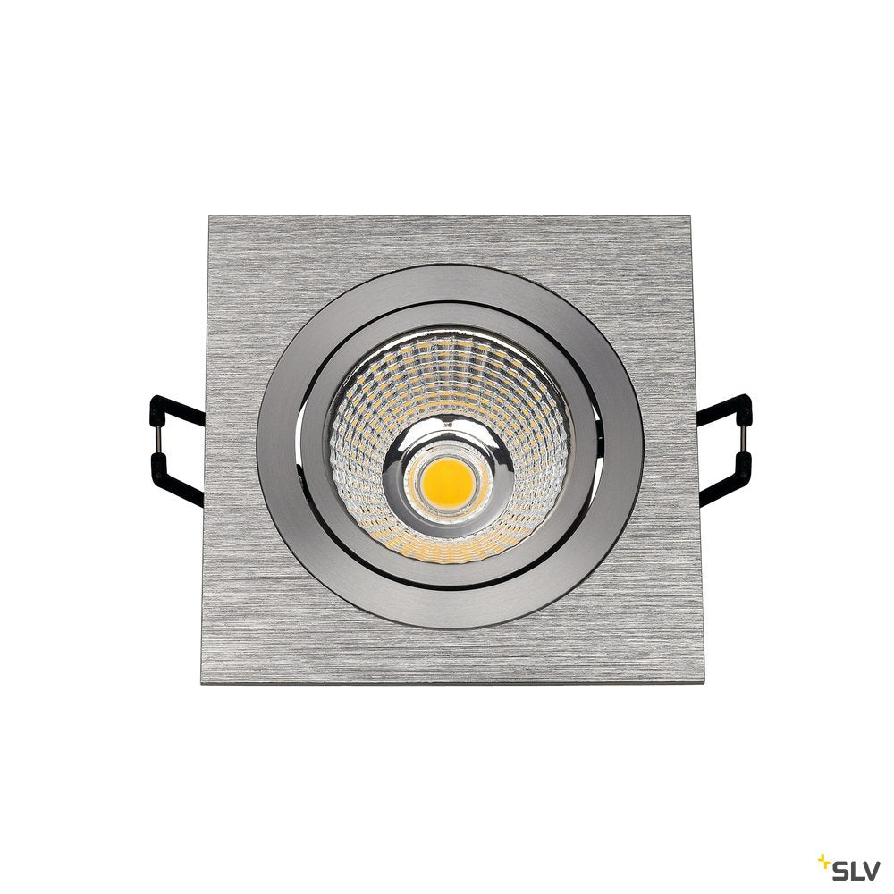 SLV NEW TRIA LED DL SQUARE Set, Downlight, alu-brushed,6W,38°, 3000K, inkl. Treiber, Clipfed.