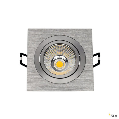 SLV NEW TRIA LED DL SQUARE Set, Downlight, alu-brushed,6W,38°, 3000K, inkl. Treiber, Clipfed.