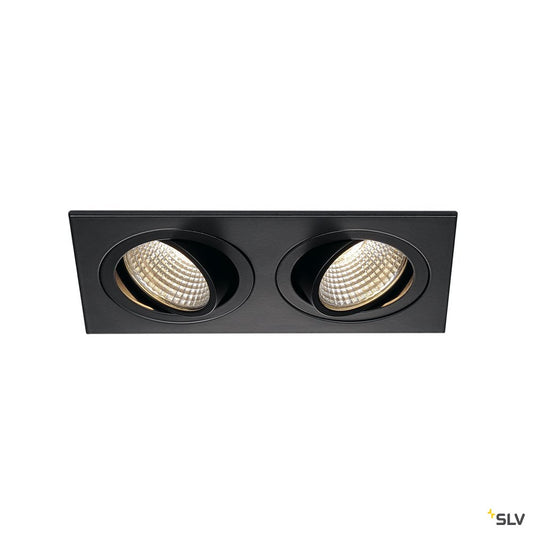 SLV NEW TRIA 2 DL SQUARE Set Downlight, mattschwarz, 2x6W, 38°,3000K,inkl. Treiber,Clipf.