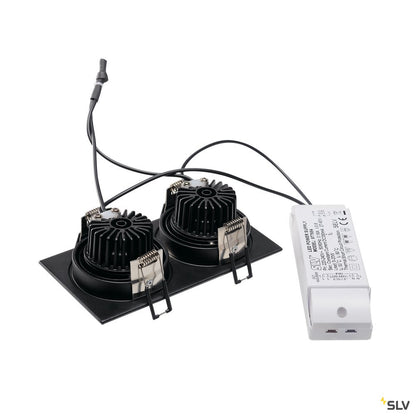 SLV NEW TRIA 2 DL SQUARE Set Downlight, mattschwarz, 2x6W, 38°,3000K,inkl. Treiber,Clipf.