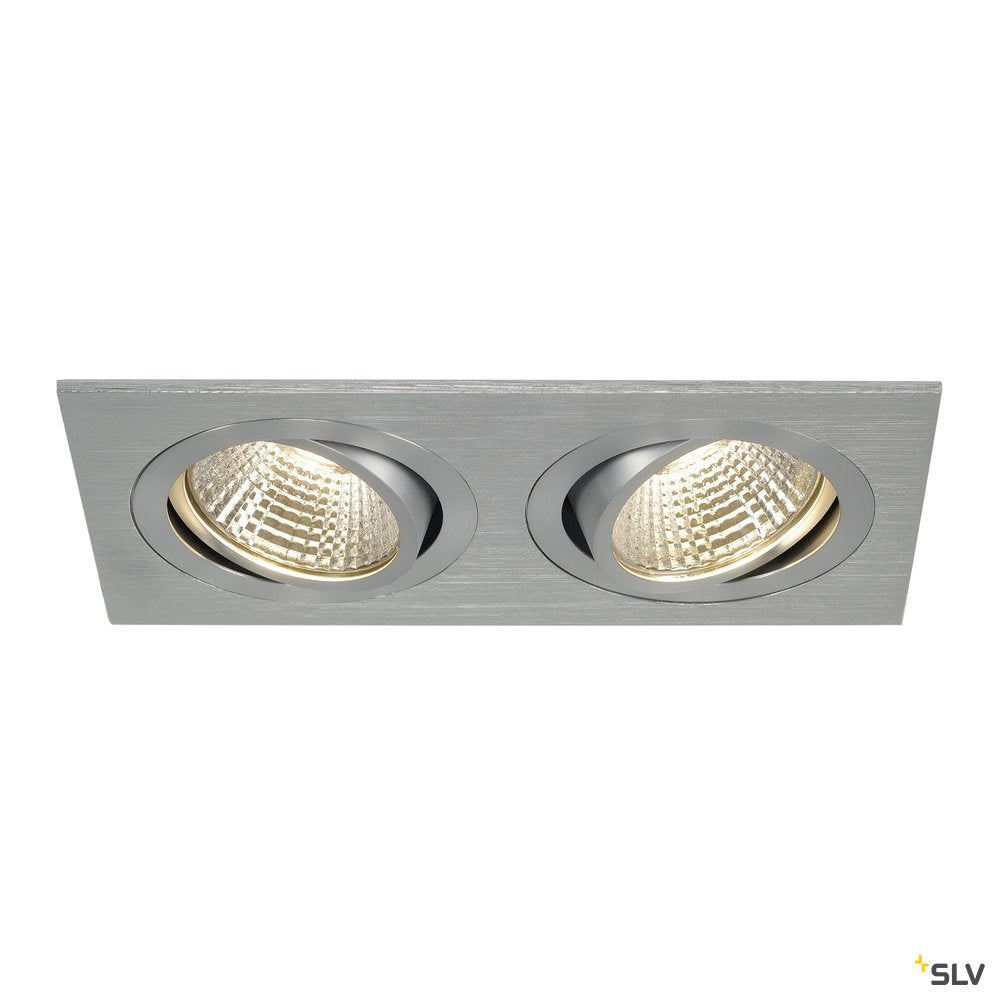 SLV NEW TRIA II LED DL SQUARE Set, alu-brushed, 2x6W, 38°, 3000K, inkl. Treiber, Clipfed.