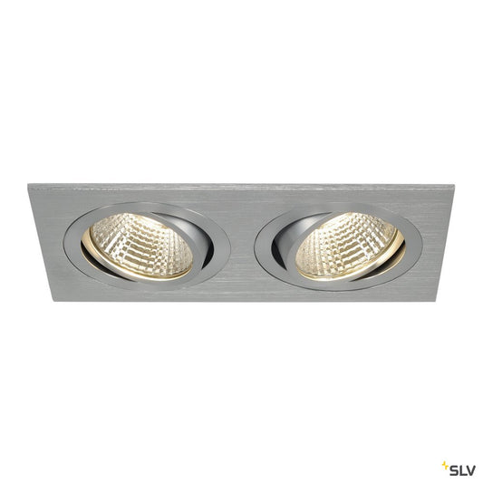 SLV NEW TRIA II LED DL SQUARE Set, alu-brushed, 2x6W, 38°, 3000K, inkl. Treiber, Clipfed.