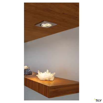 SLV NEW TRIA LED 3W DL SQUARE Set, Downlight, alu-brushed, 38°, 3000K, inkl. Treiber, Clipfed.