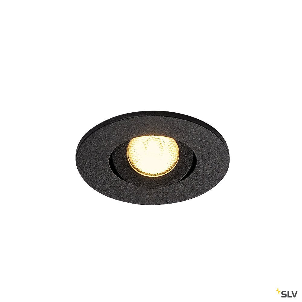 SLV NEW TRIA MINI DL ROUND Set Downlight, mattschwarz, 30°, 3000K, inkl. Treiber, Clipfed.