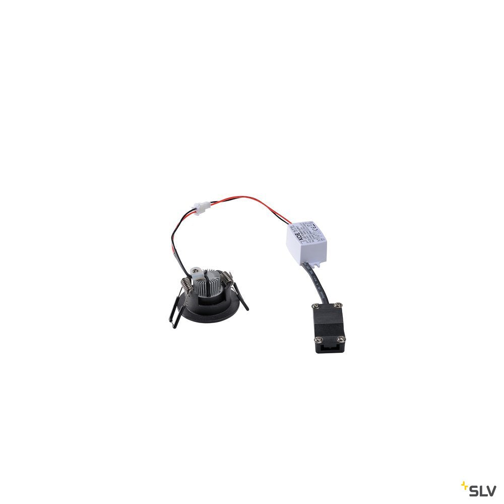 SLV NEW TRIA MINI DL ROUND Set Downlight, mattschwarz, 30°, 3000K, inkl. Treiber, Clipfed.