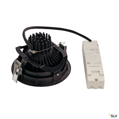 SLV SUPROS DL Deckeneinbauleuchte, rund, schwarz, 3000lm, 3000K, SLM LED, 60° Reflektor