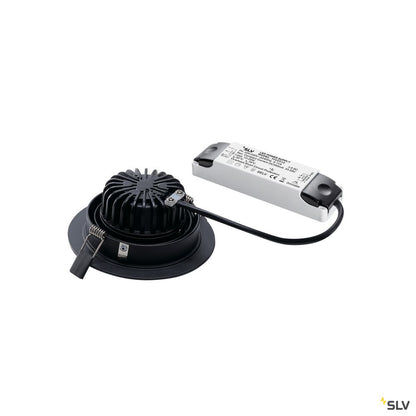 SLV NEW TRIA LED DL ROUND Set, mattschwarz, 12W, 38°, 2700K, inkl. Treiber, Clipfed.