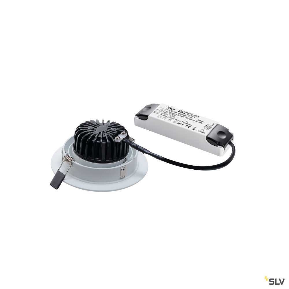 SLV NEW TRIA LED DL ROUND Set, mattweiss, 12W, 38°, 2700K, inkl. Treiber, Clipfed.