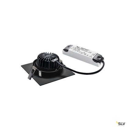 SLV NEW TRIA LED DL SQUARE Set, mattschwarz, 12W, 38°, 2700K, inkl. Treiber, Clipfed.