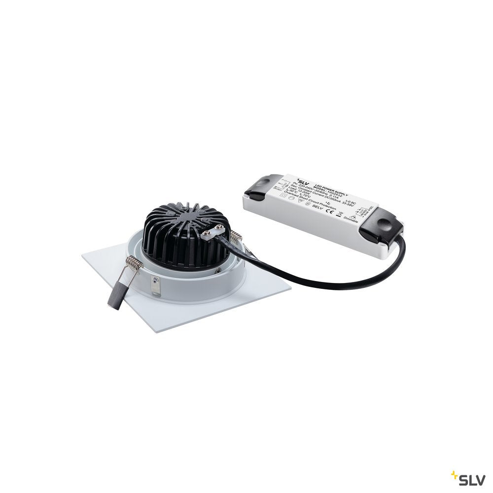 SLV NEW TRIA LED DL SQUARE Set, mattweiss, 12W, 38°, 2700K, inkl. Treiber, Clipfed.