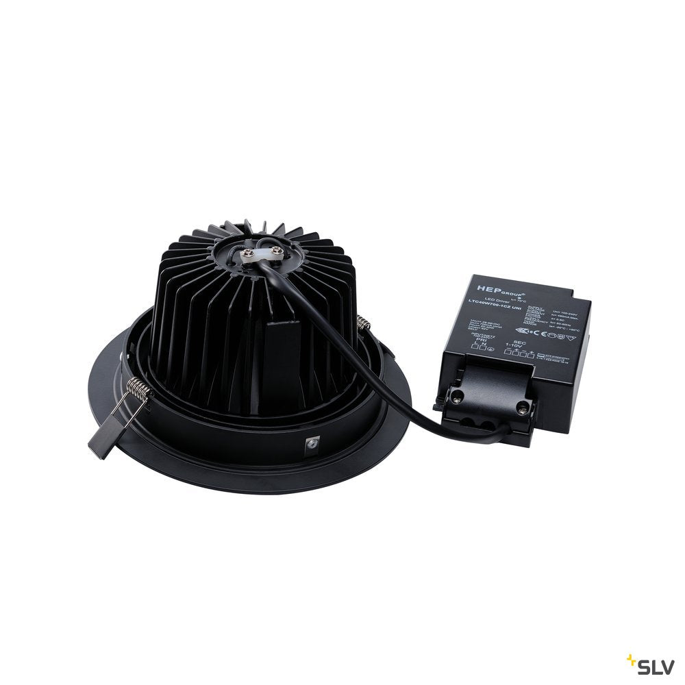 SLV NEW TRIA LED DL ROUND Set, mattschwarz, 25W, 30°, 2700K, inkl. Treiber, Clipfed.