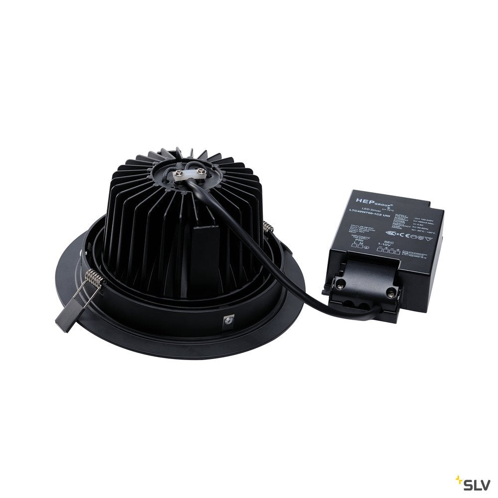 SLV NEW TRIA LED DL ROUND Set, mattschwarz, 25W, 30°, 3000K, inkl. Treiber, Clipfed.