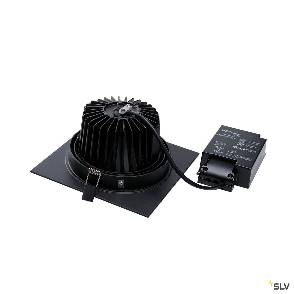 SLV NEW TRIA LED DL SQUARE Set, mattschwarz, 25W, 30°, 2700K, inkl. Treiber, Clipfed.
