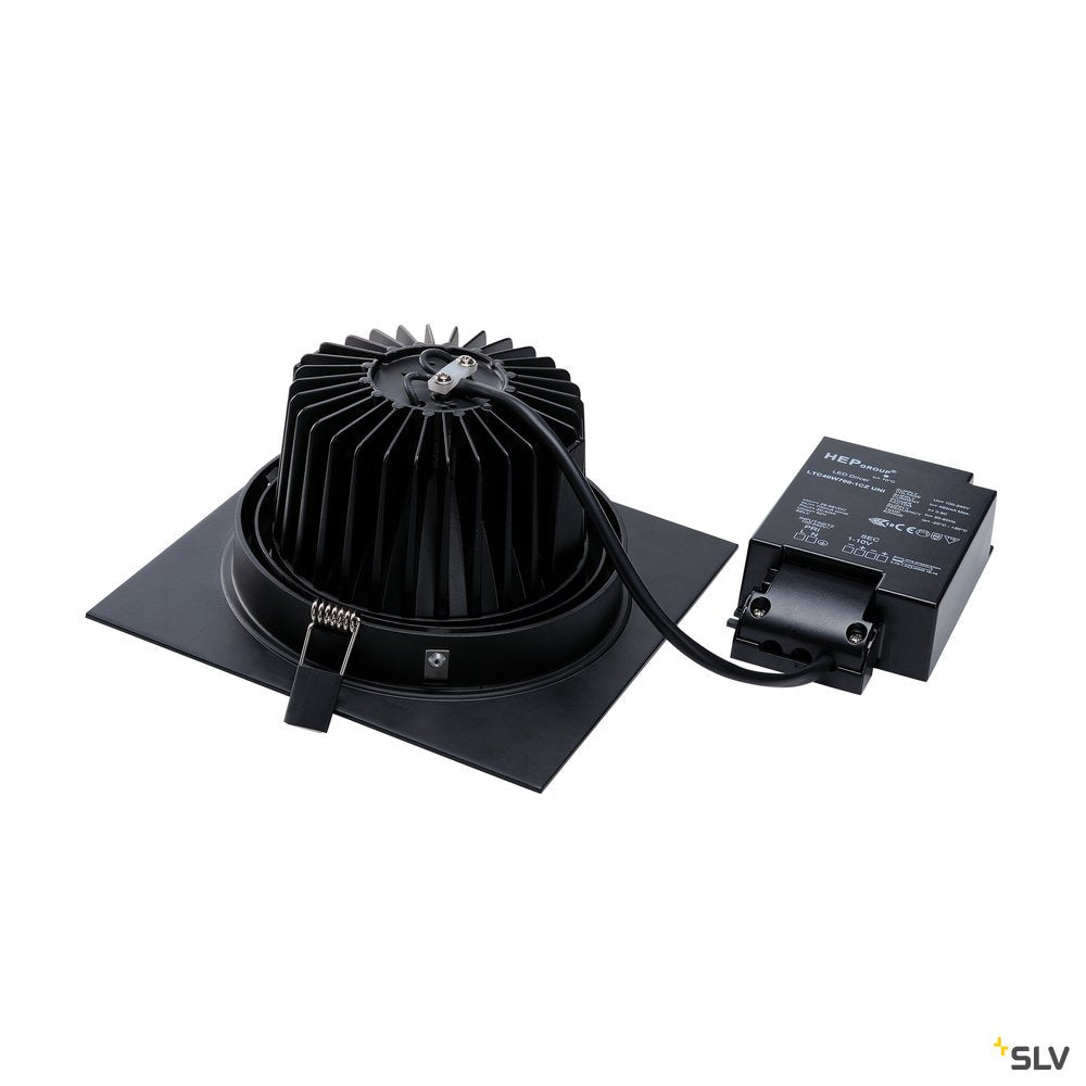 SLV NEW TRIA LED DL SQUARE Set, mattschwarz, 25W, 30°, 3000K, inkl. Treiber, Clipfed.