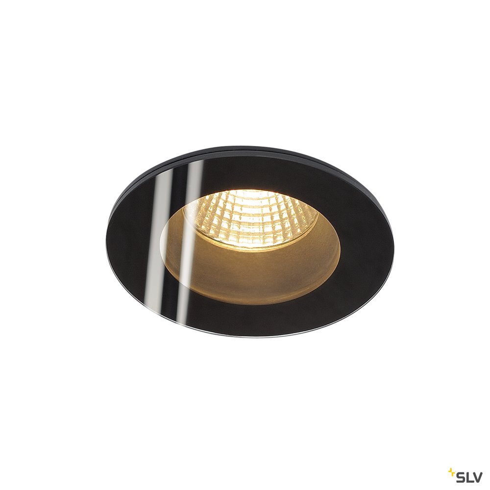 SLV PATTA-F, Deckeneinbauleuchte, rund, mattschwarz, 38°, 3000K, inkl. Treiber