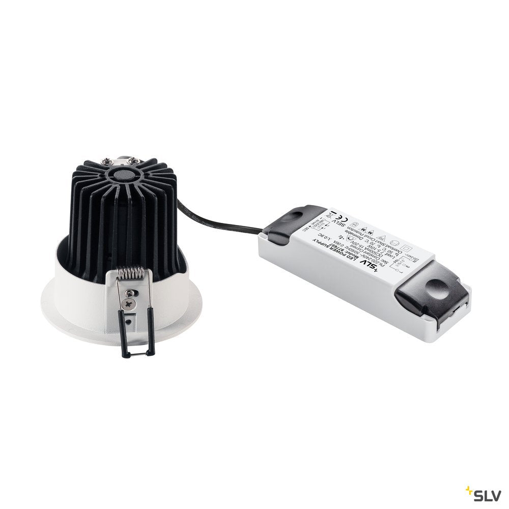 SLV H-LIGHT ROUND HOLE, mattweiss, 12W, 20°, 2700K, inkl. Treiber, Clipfeder