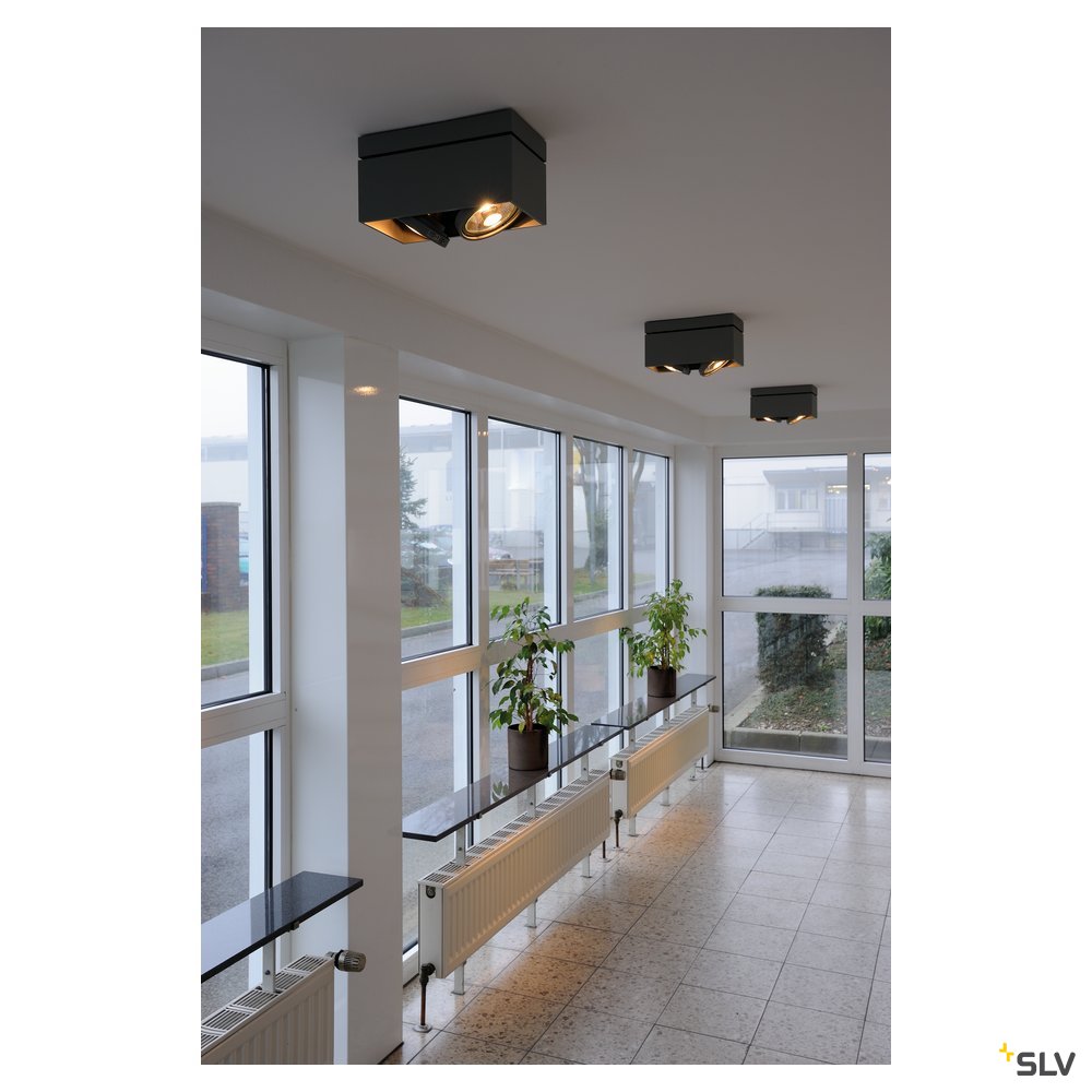 SLV KARDAMOD SURFACE SQUARE ES111 DOUBLE Deckenleuchte, eckig, schwarz, 2xGU10, max. 2x75W