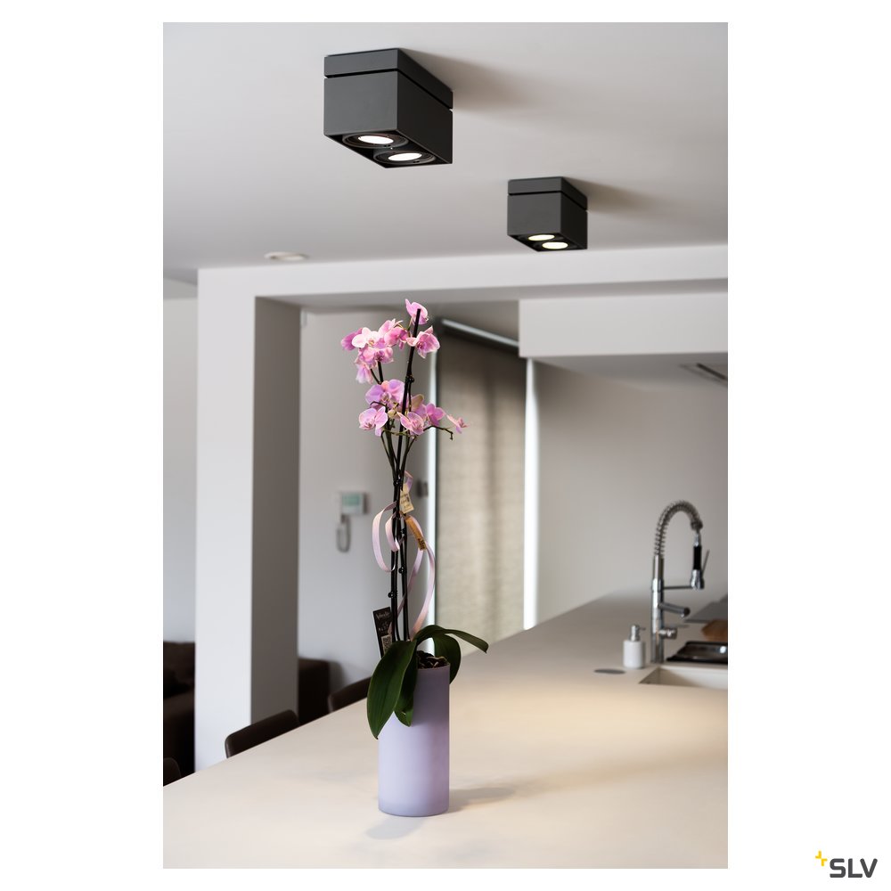 SLV KARDAMOD SURFACE SQUARE ES111 DOUBLE Deckenleuchte, eckig, schwarz, 2xGU10, max. 2x75W