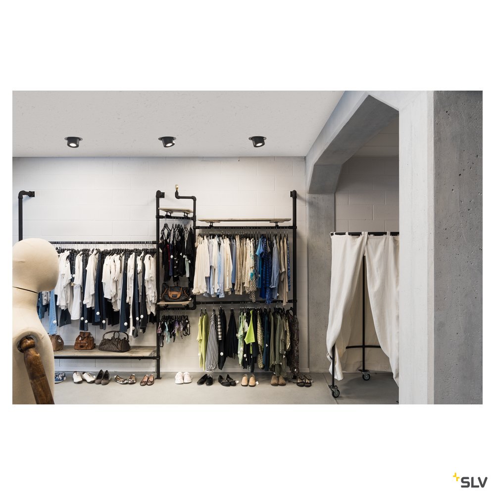 SLV SUPROS MOVE Deckeneinbau- leuchte, rund, schwarz, 4000lm 3000K, SLM LED, 60° Reflektor