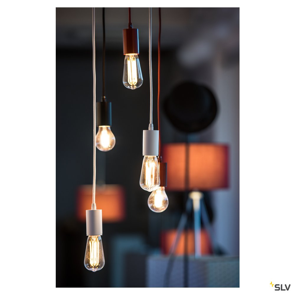 SLV FITU E27 Pendelleuchte, rund, weiss, E27, max. 60W, 2.5m Kabel mit offenem Kabele.