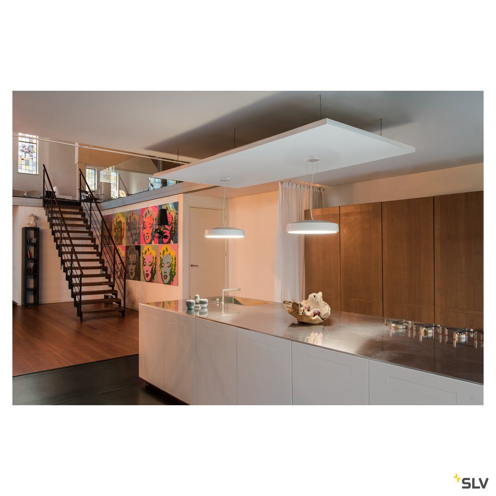 SLV SPEHRA, Pendelleuchte, LED, 2700K, rund, weiß, gefrostetes Acrylglas, Ø 45cm