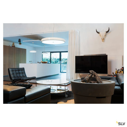 SLV SPEHRA, Pendelleuchte, LED, 2700K, rund, weiß, gefrostetes Acrylglas, Ø 75cm
