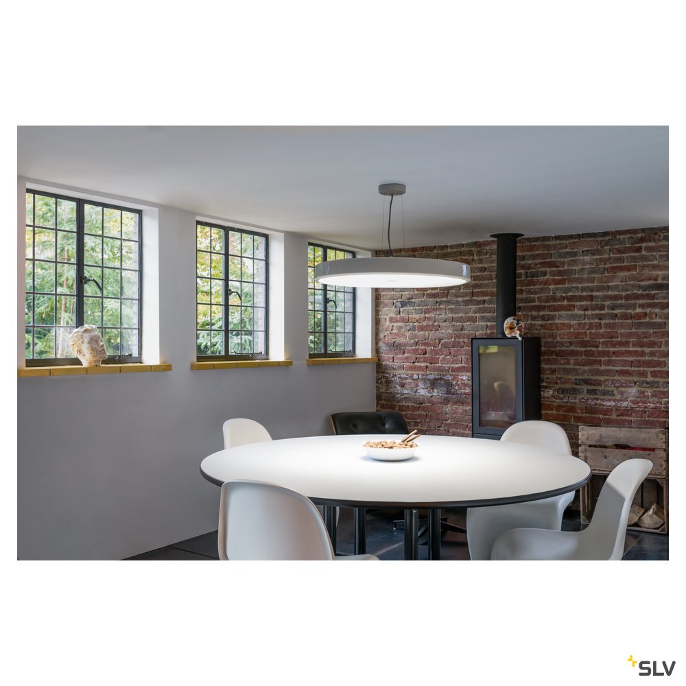 SLV SPEHRA, Pendelleuchte, LED, 2700K, rund, weiß, gefrostetes Acrylglas, Ø 75cm