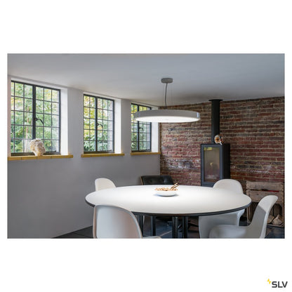 SLV SPEHRA, Pendelleuchte, LED, 2700K, rund, weiß, gefrostetes Acrylglas, Ø 75cm