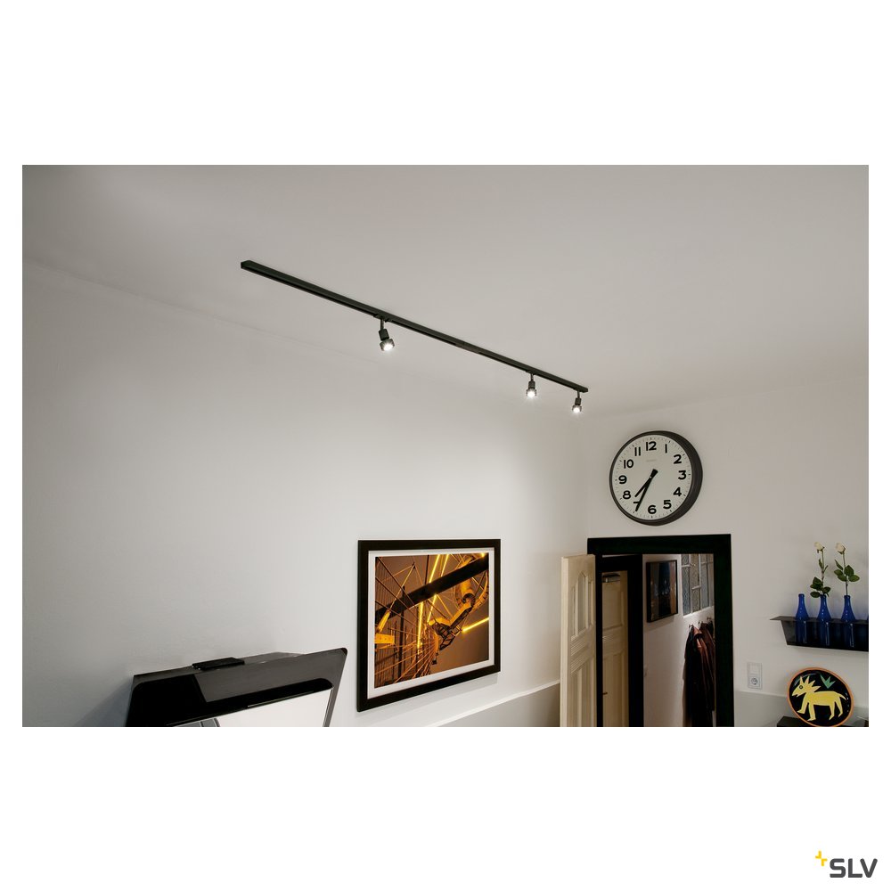 SLV 1-Phasen Hochvolt-Set 3, schwarz, 2x1m, inkl.3xPURI und LED Leuchtmittel 4,3W