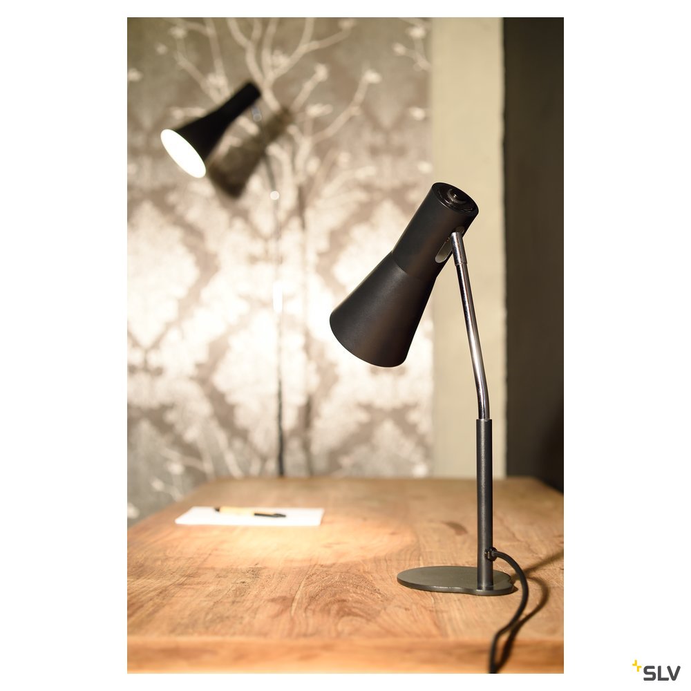 SLV PHELIA Tischleuchte, schwarz, aluminium/stahl, GU10