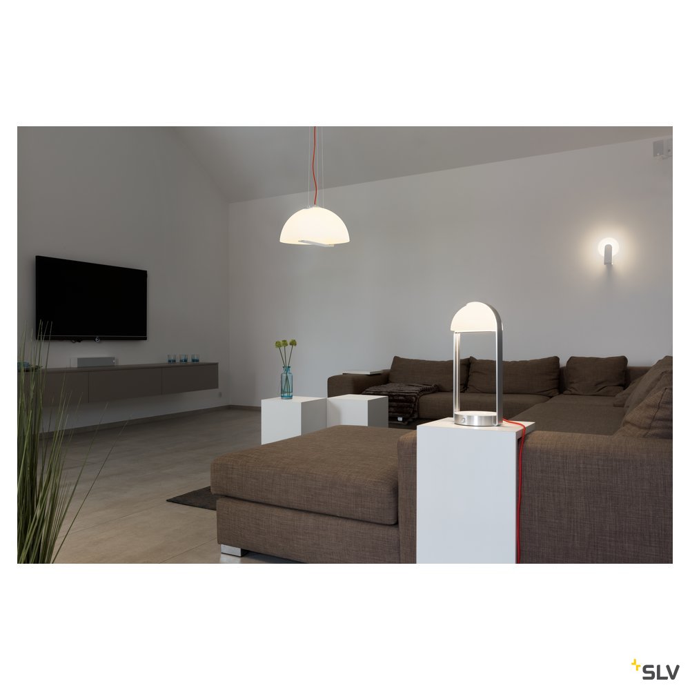 SLV Mod. 86 LED, Tischleuchte + WL USB, weiss/ silber