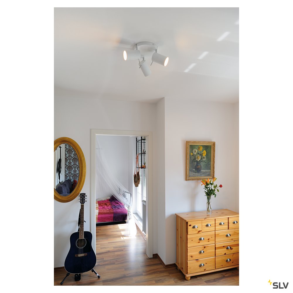 SLV ASTO TUBE 3 ROUND, Wand- und Deckenleuchte, runde Rosette, weiss, 3xGU10, max. 75W